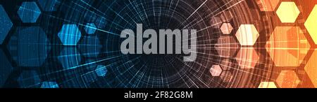 Panorama Binary Security auf Technologie-Hintergrund, Hi-Tech Digital und Klangwellen-Konzept-Design, Freier Platz für Text in Put, Vektor-Illustration. Stock Vektor