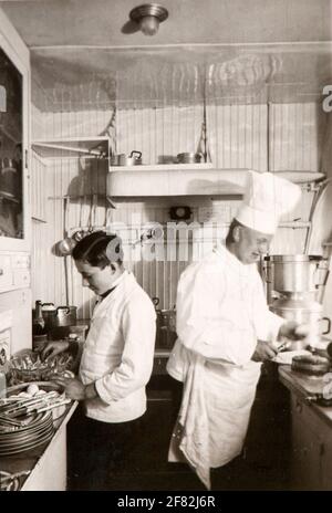 Blick in die Passagierkabine des Graf Zeppelin Luftschiffs. Stockfoto