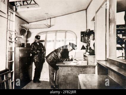 Blick in die Passagierkabine des Graf Zeppelin Luftschiffs. Stockfoto