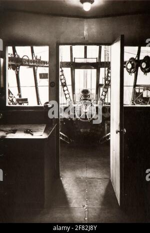 Blick in die Passagierkabine des Graf Zeppelin Luftschiffs. Stockfoto