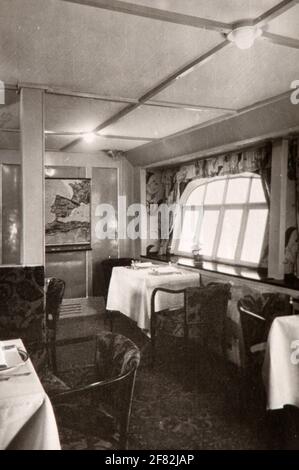 Blick in die Passagierkabine des Graf Zeppelin Luftschiffs. Stockfoto