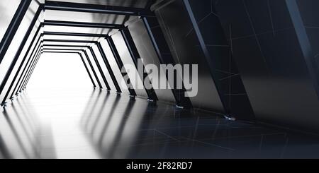 Futuristisches Raumschiff-Design im Sci-Fi-Stil Korridor Flur 3d Rendering Illustration Stockfoto