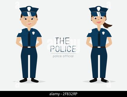Vektor-Polizeibeamter mit Uniform; intelligenter Stil; Cartoon-Charakter-Design. Stock Vektor