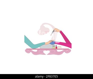 Manikurist Anwendung Nagellack - Doodle Illustration in close up Stock Vektor