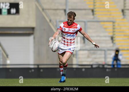 Leigh, Großbritannien. April 2021. Ben Reynolds (30) von Leigh Centurions spielt am 4/11/2021 in Leigh, Großbritannien, den Ball. (Foto von Simon Whitehead/News Images/Sipa USA) Quelle: SIPA USA/Alamy Live News Stockfoto