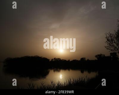 Blick auf den Sunset Lake Stockfoto