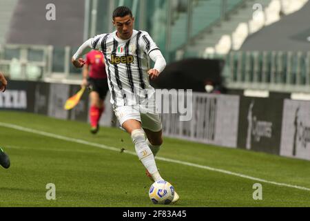 Turin, Italien. April 2021. Cristiano Ronaldo (Juventus FC) während Juventus FC vs Genua FC, Italienischer Fußball Serie A Spiel in Turin, Italien, April 11 2021 Quelle: Independent Photo Agency/Alamy Live News Stockfoto