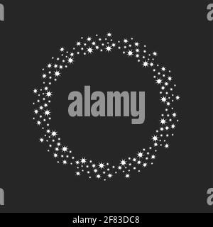 Rahmen aus Sternen, golden leuchtend auf dunklem Hintergrund. Glänzender Rahmen mit leuchtendem Licht Stock Vektor