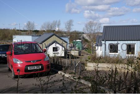 Die Unterkunft im Social Bite Village für Obdachlose in Granton, Edinburgh, Schottland Stockfoto