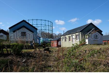 Die Unterkunft im Social Bite Village für Obdachlose in Granton, Edinburgh, Schottland Stockfoto