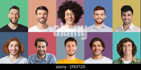 Zusammengesetzte Gruppe von lächelnden multikulturellen Männern Stockfoto