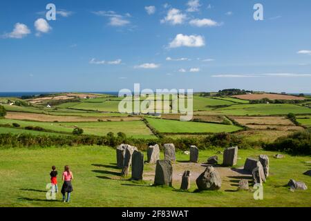 Drombeg Steinkreis bei Glandore auf dem Wild Atlantic Way In West Cork in Irland Stockfoto