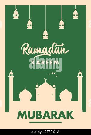 Ramadan Kareem Mubarak Poster Design Vorlage, Vektor-Banner Stock Vektor