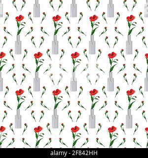 Muster mit roten Mohnsamen in einer Glasflasche. Stock Vektor