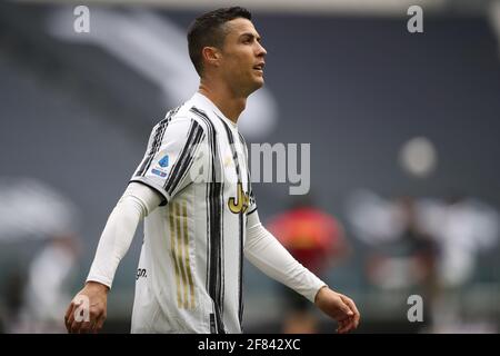 Turin, Italien. April 2021. Cristiano Ronaldo von Juventus reagiert während des Spiels der Serie A im Allianz Stadium, Turin. Bildnachweis sollte lauten: Jonathan Moscrop/Sportimage Kredit: Sportimage/Alamy Live News Stockfoto