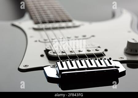 E-Gitarre, Fokus Auswahl auf Saiten Stockfoto