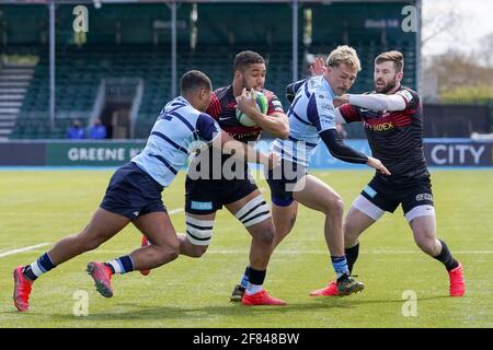 London, Großbritannien. März 2021. Andy Christie #6 von Saracens in Aktion in London, UK am 3/13/2021. (Foto von Richard Washbrooke/News Images/Sipa USA) Quelle: SIPA USA/Alamy Live News Stockfoto