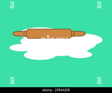 Teig und Nudelholz isoliert. Bäckerei Illustration Stock Vektor