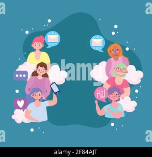 Personen mit mobilem Chat sprechen Stock Vektor