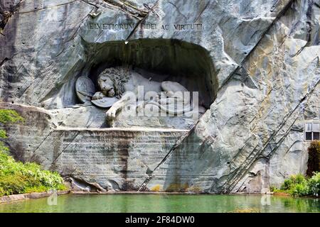 Denkmal Des Sterbenden Löwen, Gletschergarten, Luzern, Schweiz Stockfoto