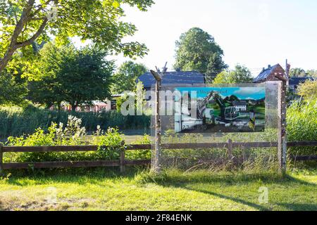 Gedenktafel an der ehemaligen innerdeutschen Grenze in Mödlareuth, hier Ansicht aus dem ehemaligen Westen, Bayern, Deutschland Stockfoto