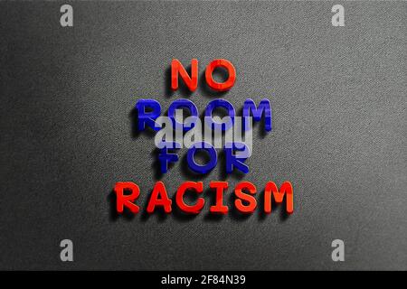 Kein Raum für Rassismus 3d Textbasiertes Designkonzept Stockfoto