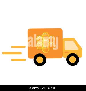 Auto transportiert Honig Symbol flache Design-Vektor-Bild Stock Vektor