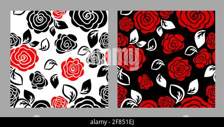 Der nahtlose Hintergrund ist einfache Rosen. Dunkler und heller Hintergrund. Vektorgrafik Stock Vektor