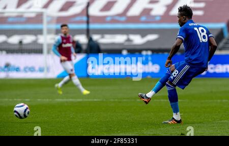London, Großbritannien. April 2021. Daniel Amartey vom FC Leicester City beim Premier League-Spiel zwischen West Ham United und Leicester City am 11. April 2021 im London Stadium, Queen Elizabeth Olympic Park, London, England. Foto von Phil Hutchinson. Nur zur redaktionellen Verwendung, Lizenz für kommerzielle Nutzung erforderlich. Keine Verwendung bei Wetten, Spielen oder Veröffentlichungen einzelner Clubs/Vereine/Spieler. Kredit: UK Sports Pics Ltd/Alamy Live Nachrichten Stockfoto