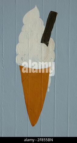 Die Zeichnung des Eiskraus, des Kegels und der Flocke. Stockfoto