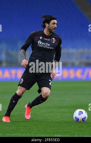 Rom, Latium. April 2021. Roberto Soriano von Bologna während des italienischen Fußballmatches der Serie A Roma gegen Bologna im Olympiastadion in Rom, Italien, 11. April 2021. Kredit: Unabhängige Fotoagentur/Alamy Live Nachrichten Stockfoto