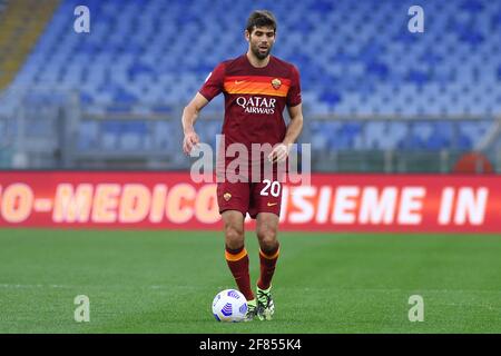 Rom, Latium. April 2021. Federico Fazio von Roma während des italienischen Fußballmatches der Serie A Roma gegen Bologna im Olympiastadion in Rom, Italien, 11. April 2021. Kredit: Unabhängige Fotoagentur/Alamy Live Nachrichten Stockfoto