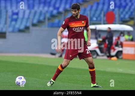 Rom, Latium. April 2021. Federico Fazio von Roma während des italienischen Fußballmatches der Serie A Roma gegen Bologna im Olympiastadion in Rom, Italien, 11. April 2021. Kredit: Unabhängige Fotoagentur/Alamy Live Nachrichten Stockfoto