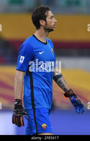 Rom, Latium. April 2021. Antonio Mirante von Roma während des italienischen Fußballmatches der Serie A Roma gegen Bologna im Olympiastadion in Rom, Italien, 11. April 2021. Kredit: Unabhängige Fotoagentur/Alamy Live Nachrichten Stockfoto