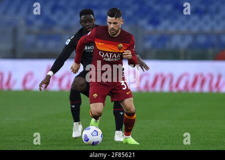 Rom, Latium. April 2021. Carles Perez von Roma während des italienischen Fußballmatches der Serie A Roma gegen Bologna im Olympiastadion in Rom, Italien, 11. April 2021. Kredit: Unabhängige Fotoagentur/Alamy Live Nachrichten Stockfoto