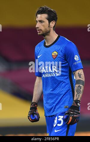 Rom, Latium. April 2021. Antonio Mirante von Roma während des italienischen Fußballmatches der Serie A Roma gegen Bologna im Olympiastadion in Rom, Italien, 11. April 2021. Kredit: Unabhängige Fotoagentur/Alamy Live Nachrichten Stockfoto