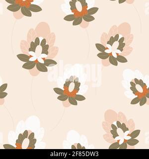 Nahtlos in Handarbeit gearbeittes Blumenmuster. Vektorgrafik. Nahtloser abstrakter Hintergrund mit abstrakten Blumen Stock Vektor