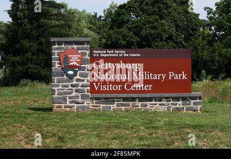 Gettysburg National Military Park – Sign, Pennsylvania, USA Stockfoto