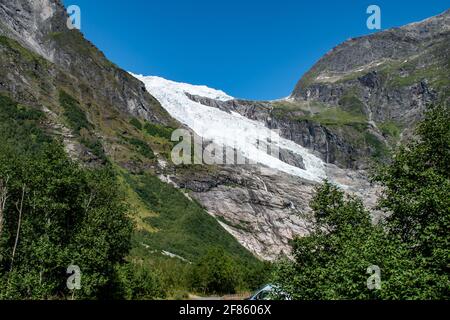 Briksdalsbreen-Gletscher 2019, Jostedalsbreen-Nationalpark, Norwegen Stockfoto