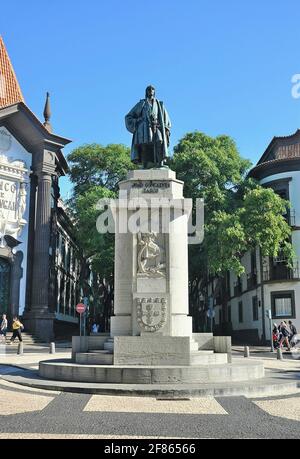 Statue von João Gonçalves Zarco, Avenida Zarco, Funchal, Madeira Stockfoto