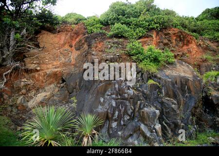 salvador, bahia, brasilien - 15. januar 2021: In einem Hanggebiet im Stadtteil Ondina in der Stadt Salvador sind Felsen zu sehen. *** Lokale Bildunterschrift ** Stockfoto