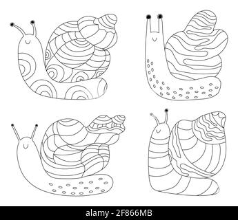 Schnecke Malbuch Set. Stock Vektor