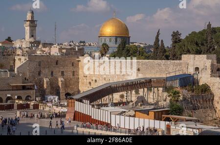 Western Wall und Felsendom in der Altstadt von Jerusalem, Israel. Stockfoto