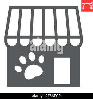 PET Shop Glyphe Symbol, Gebäude und Markt, PET Store Vektor-Symbol, Vektorgrafiken, editierbare Strich solid-Zeichen, eps 10. Stock Vektor