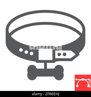 Hundehalsband Glyphen-Symbol, Tierhandlung und Knochen, Tierkragen Vektor-Symbol, Vektorgrafiken, bearbeitbarer Strich solid-Zeichen, eps 10. Stock Vektor