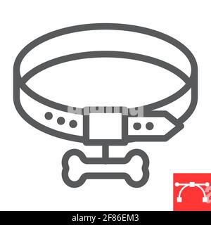 Hundehalsband-Linie-Symbol, Tierhandlung und Knochen, Tierkragen-Vektor-Symbol, Vektorgrafiken, bearbeitbare Kontur Umrisszeichen, eps 10. Stock Vektor