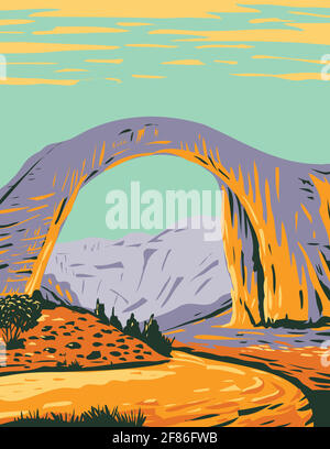 WPA Poster Art of Rainbow Bridge National Monument die höchste natürliche Brücke der Welt im Süden von Utah, USA, wurde im Projekt Administa realisiert Stock Vektor