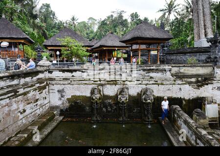 Goa Gajah (Elefantenhöhle) Tempelkomplex und Heiligtum in der Nähe von Ubud, Bali, Indonesien. Stockfoto