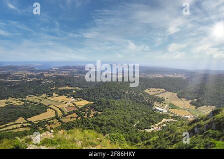 Schöne Aussicht auf die Insel Menorca von Monte Toro Stockfoto