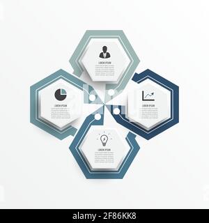 Infografik Design Vektor und Marketing-Symbole können für Workflow-Layout, Diagramm, Jahresbericht, Web-Design verwendet werden. Geschäftskonzept mit 4 Optionen Stock Vektor